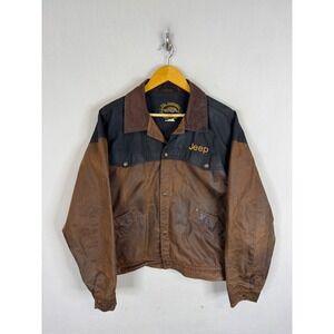 The Australian Outback Collection Jeep Oilskin Jacket Brown Black Mens Large